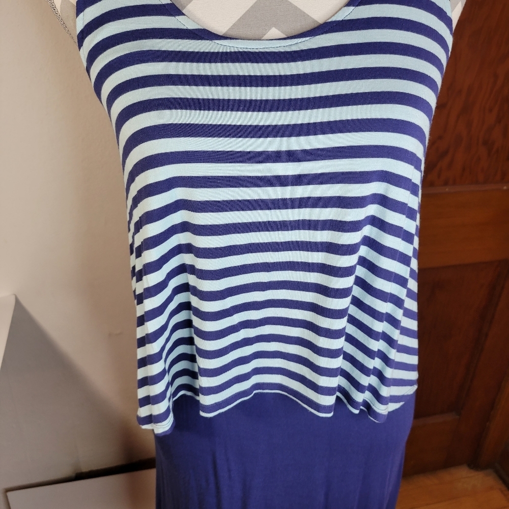 Womans Gap Knit Maxi Dress Loose Striped top attached Navy Dress Size XS - Picture 8 of 12